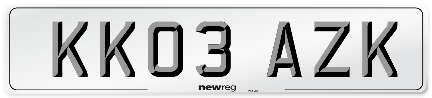 KK03 AZK Number Plate from New Reg